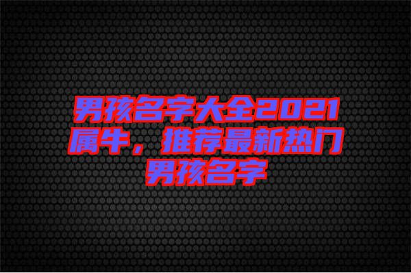 男孩名字大全2021屬牛，推薦最新熱門男孩名字