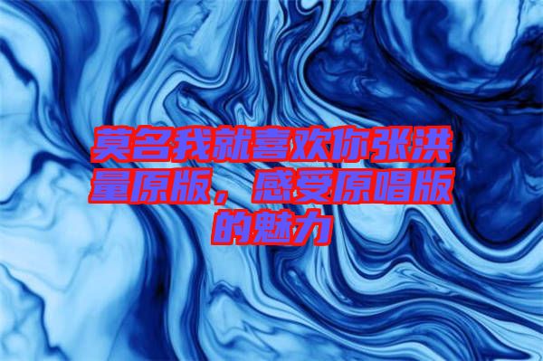 莫名我就喜歡你張洪量原版，感受原唱版的魅力