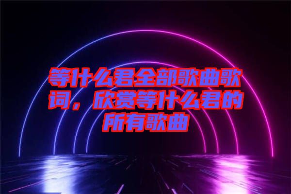 等什么君全部歌曲歌詞，欣賞等什么君的所有歌曲