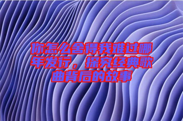 你怎么舍得我難過哪年發(fā)行，探究經(jīng)典歌曲背后的故事