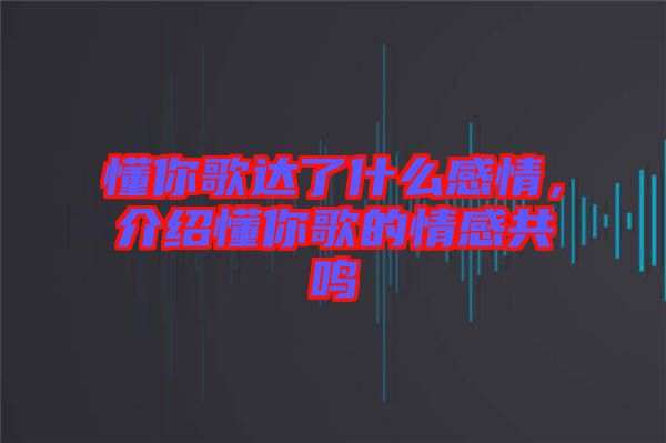 懂你歌達(dá)了什么感情，介紹懂你歌的情感共鳴