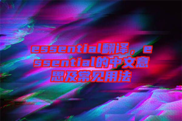 essential翻譯，essential的中文意思及常見用法