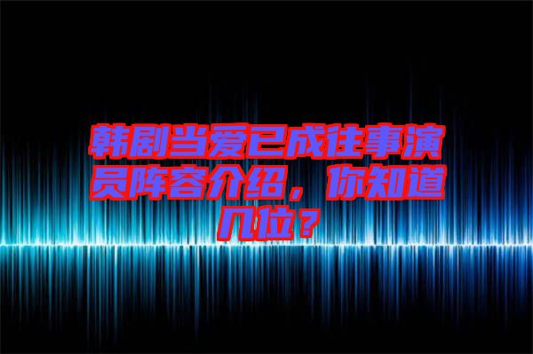 韓劇當(dāng)愛已成往事演員陣容介紹，你知道幾位？